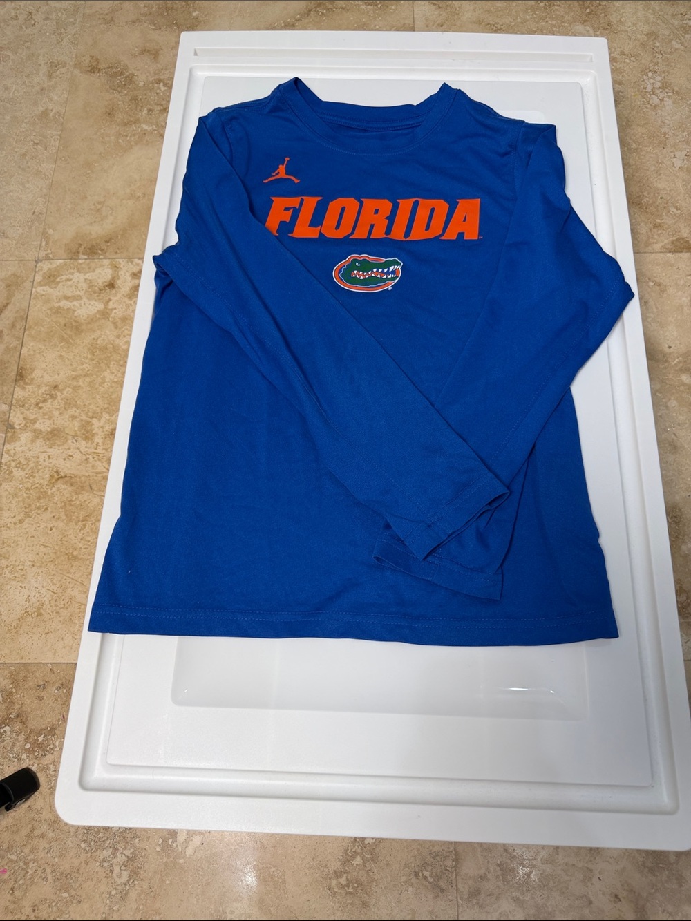 Nike Blue Long Sleeve Tee with Orange Florida Script and Gator Logo
